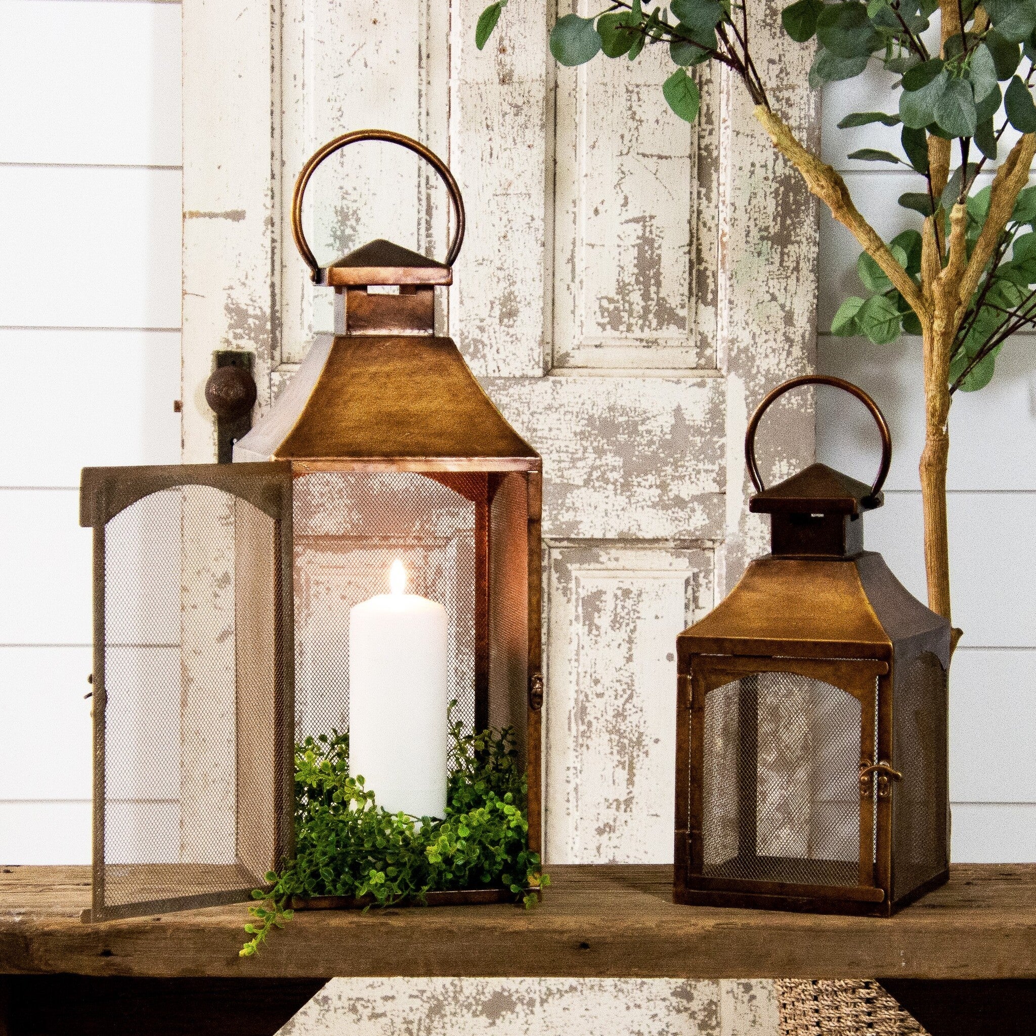 Antiqued Copper Lanterns (S/2)