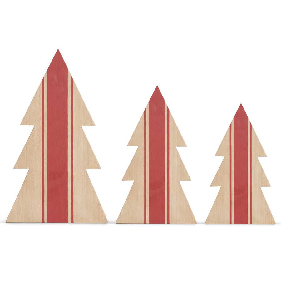 Striped Wooden Trees (S/3)