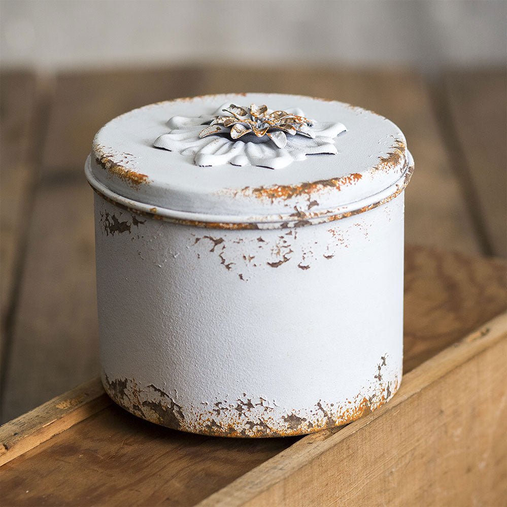 Rustic Flower Round Container