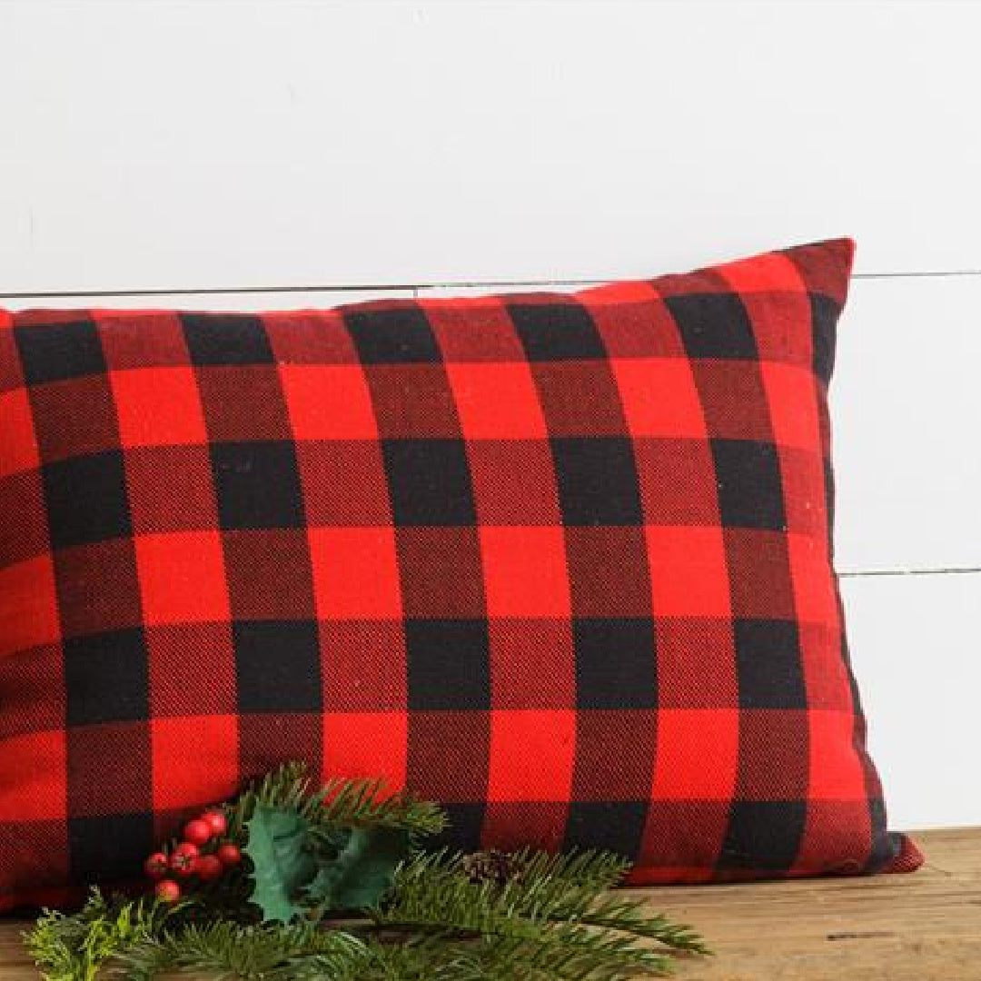 Red Plaid Accent Pillow